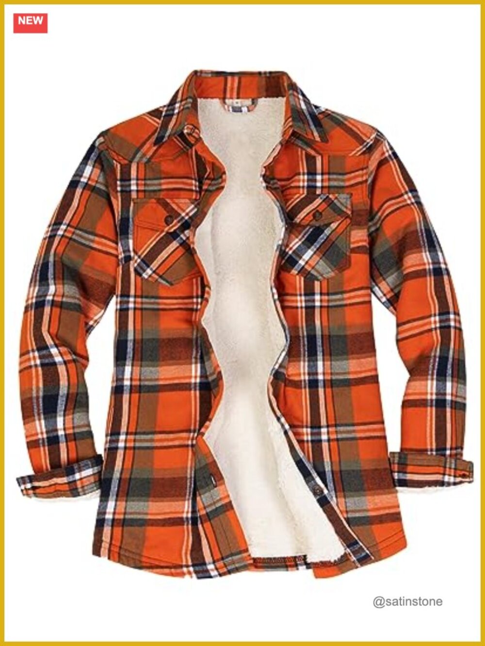 Sherpa Lined Flannel Jacket with Hand Pockets Long Sleeve Coat
